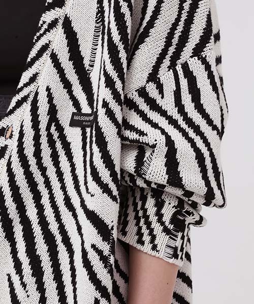 MASONPRINCE(メイソンプリンス)の「【MASONPRINCE】Oversized tiger pattern damage cotton cardigan KS3058(カーディガン/ボレロ・メンズ・ブラック/オレンジ・XL/S/M/L)」の13枚目の写真