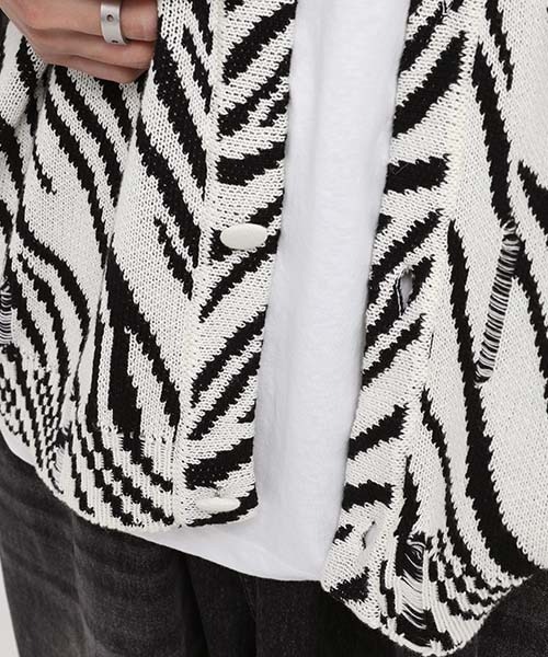 MASONPRINCE(メイソンプリンス)の「【MASONPRINCE】Oversized tiger pattern damage cotton cardigan KS3058(カーディガン/ボレロ・メンズ・ブラック/オレンジ・XL/S/M/L)」の15枚目の写真