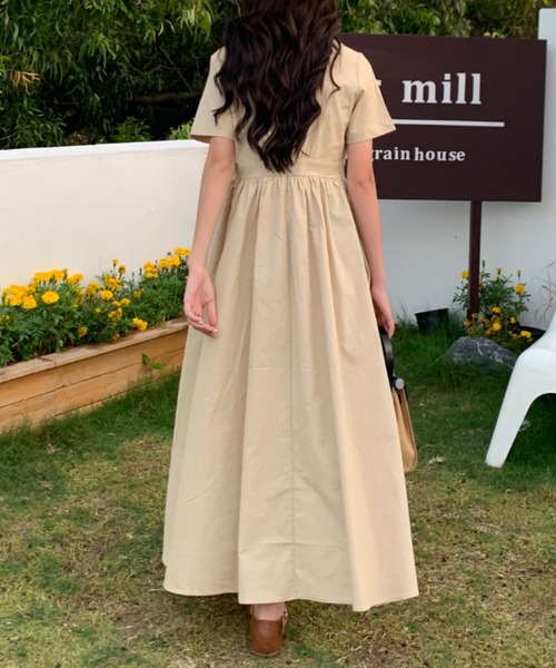 しろへび娘　ハイウエストギャザーワンピース 優待価格[S・girasole]ウエストギャザーワンピース | KOBUNSHA