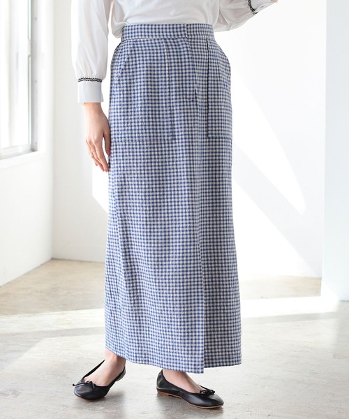 BEAMS HEART（ビームスハート）の「BEAMS HEART / ギンガム タイトスカート（スカート・レディース・ネイビー/オレンジ/ブルー系その他・SMALL/MEDIUM）」の2枚目の写真