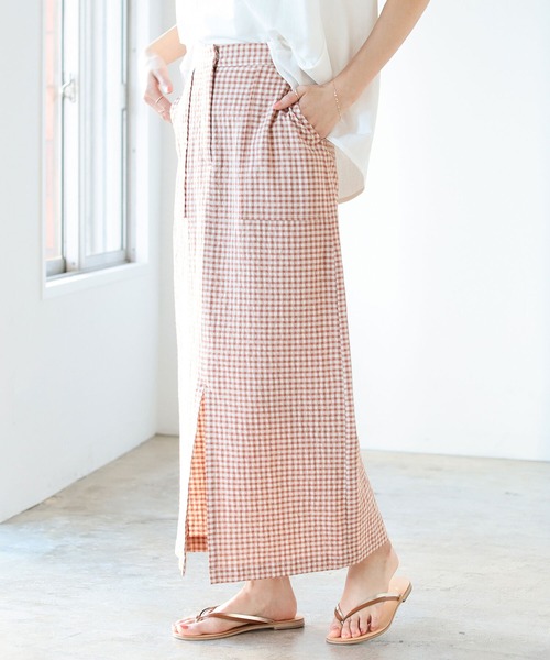 BEAMS HEART（ビームスハート）の「BEAMS HEART / ギンガム タイトスカート（スカート・レディース・ネイビー/オレンジ/ブルー系その他・SMALL/MEDIUM）」の3枚目の写真