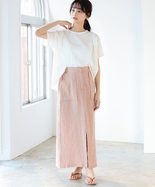 BEAMS HEART（ビームスハート）の「BEAMS HEART / ギンガム タイトスカート（スカート・レディース・ネイビー/オレンジ/ブルー系その他・SMALL/MEDIUM）」の5枚目の写真