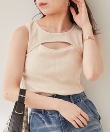 Chico | パット付き胸開きアメスリリブタンク(タンクトップ)