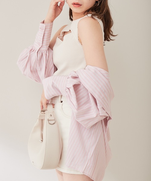 Chico（チコ）の「パット付き胸開きアメスリリブタンク（タンクトップ・レディース・アイボリー/ブラック/グレー/ライトベージュ・FREE）」の21枚目の写真