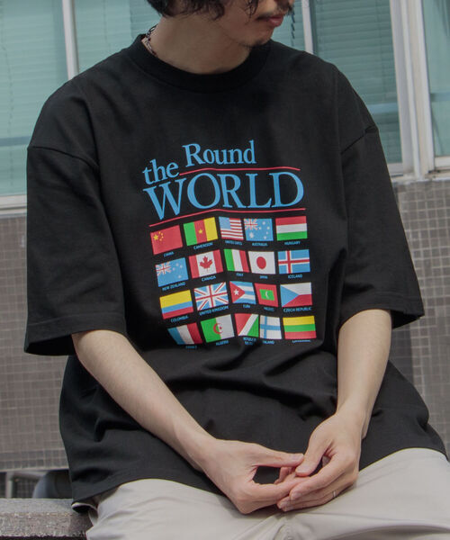 GLOSTER(グロスター)の「【GLOSTER/グロスター】ナショナルフラッグ 国旗プリント ビッグシルエットTシャツ(Tシャツ/カットソー・メンズ・ホワイト/ブラック/ベージュ・MEDIUM/LARGE)」の1枚目の写真