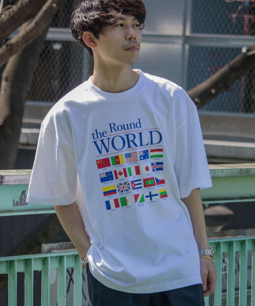 GLOSTER(グロスター)の「【GLOSTER/グロスター】ナショナルフラッグ 国旗プリント ビッグシルエットTシャツ(Tシャツ/カットソー・メンズ・ホワイト/ブラック/ベージュ・MEDIUM/LARGE)」の6枚目の写真
