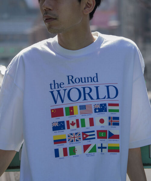 GLOSTER(グロスター)の「【GLOSTER/グロスター】ナショナルフラッグ 国旗プリント ビッグシルエットTシャツ(Tシャツ/カットソー・メンズ・ホワイト/ブラック/ベージュ・MEDIUM/LARGE)」の5枚目の写真