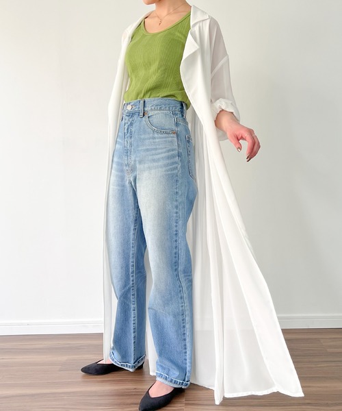 JUNOAH（ジュノア）の「トレンチ風シアーロングガウンシャツ（シャツ/ブラウス・レディース・グレイッシュベージュ/テラコッタ/ブラック/チャコール/ホワイト・MEDIUM/LARGE）」の13枚目の写真