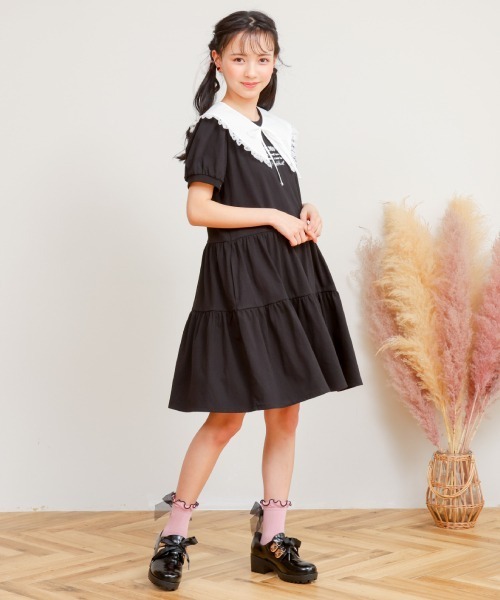 PINKHUNT(ピンクハント)の「PINKHUNT レ-ス襟付きティアードワンピース 6853K(ワンピース・キッズ・ライトグリーン/ブラック・160cm/150cm/140cm/130cm/120cm)」の11枚目の写真