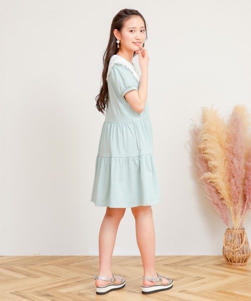 PINKHUNT(ピンクハント)の「PINKHUNT レ-ス襟付きティアードワンピース 6853K(ワンピース・キッズ・ライトグリーン/ブラック・160cm/150cm/140cm/130cm/120cm)」の6枚目の写真