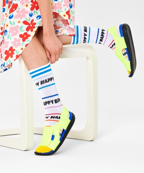 Happy Socks(ハッピーソックス)の「Happy Socks Happy Line スケーターソックス 10224001(ソックス/靴下・レディース・ホワイト/ブラック・M/L)」の5枚目の写真