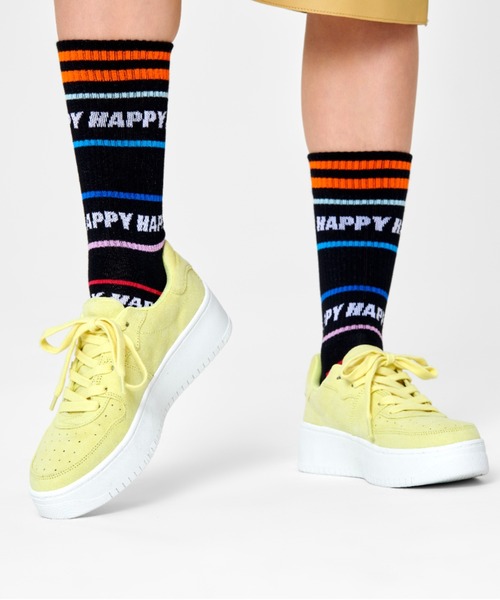 Happy Socks(ハッピーソックス)の「Happy Socks Happy Line スケーターソックス 10224001(ソックス/靴下・レディース・ホワイト/ブラック・M/L)」の4枚目の写真
