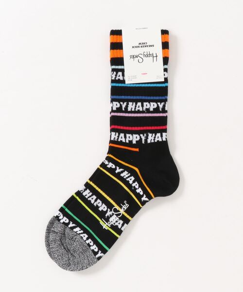 Happy Socks(ハッピーソックス)の「Happy Socks Happy Line スケーターソックス 10224001(ソックス/靴下・レディース・ホワイト/ブラック・M/L)」の7枚目の写真