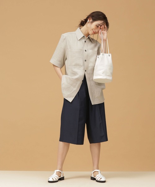 NANO universe(ナノユニバース)の「シルクブレンドバミューダパンツ(その他パンツ・レディース・ライトグレー/ダークネイビー・38/36)」の5枚目の写真