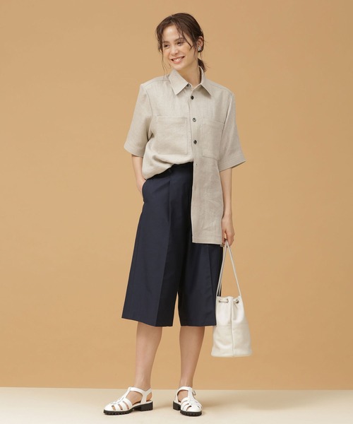 NANO universe(ナノユニバース)の「シルクブレンドバミューダパンツ(その他パンツ・レディース・ライトグレー/ダークネイビー・38/36)」の6枚目の写真