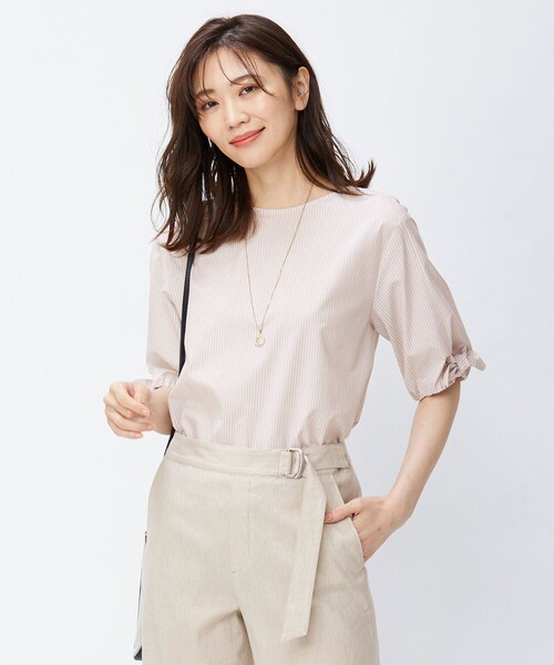 J.PRESS(ジェイプレス)の「【洗える】TYPEWRITER STRIPE リボン ブラウス(シャツ/ブラウス・レディース・ピンク系1/ブルー系1・T15/T13)」の2枚目の写真