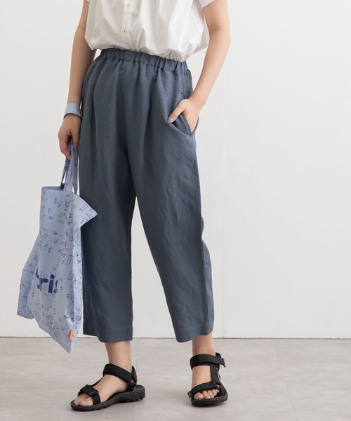 POU DOU DOU(プードゥドゥ)の「normes リネンレーヨン鳥ポケットクロップドパンツ(その他パンツ・レディース・ブラック/ネイビー/カーキ/ダークブルー・3)」の6枚目の写真