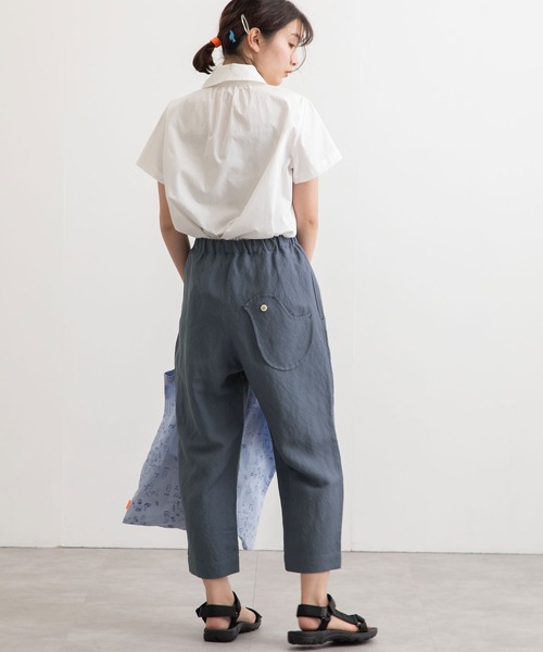 POU DOU DOU(プードゥドゥ)の「normes リネンレーヨン鳥ポケットクロップドパンツ(その他パンツ・レディース・ブラック/ネイビー/カーキ/ダークブルー・3)」の10枚目の写真