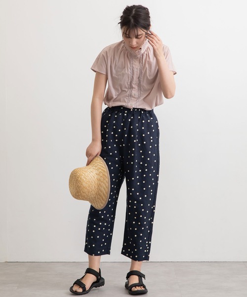 POU DOU DOU(プードゥドゥ)の「normes リネンレーヨン鳥ポケットクロップドパンツ(その他パンツ・レディース・ブラック/ネイビー/カーキ/ダークブルー・3)」の17枚目の写真