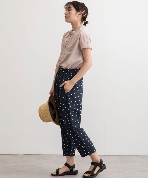 POU DOU DOU(プードゥドゥ)の「normes リネンレーヨン鳥ポケットクロップドパンツ(その他パンツ・レディース・ブラック/ネイビー/カーキ/ダークブルー・3)」の18枚目の写真