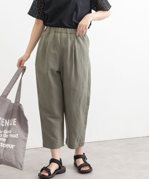 POU DOU DOU(プードゥドゥ)の「normes リネンレーヨン鳥ポケットクロップドパンツ(その他パンツ・レディース・ブラック/ネイビー/カーキ/ダークブルー・3)」の21枚目の写真