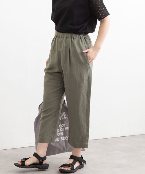 POU DOU DOU(プードゥドゥ)の「normes リネンレーヨン鳥ポケットクロップドパンツ(その他パンツ・レディース・ブラック/ネイビー/カーキ/ダークブルー・3)」の22枚目の写真