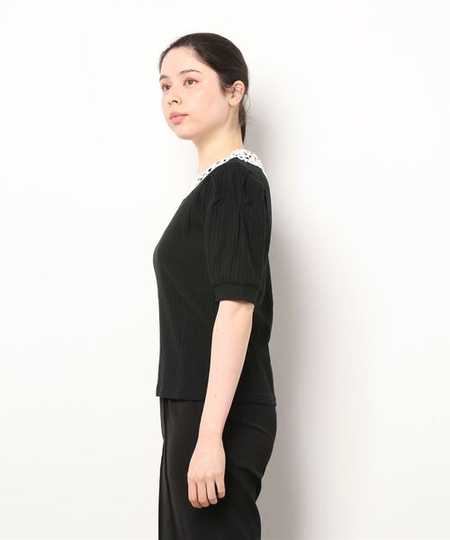 CECIL McBEE（セシルマクビー）の「ランダムテレコ衿付きトップス（ニット/セーター・レディース・ラベンダー/ブルー/ブラック/ベージュ/オフホワイト・MEDIUM）」の6枚目の写真