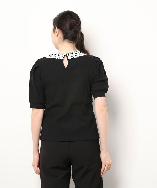 CECIL McBEE（セシルマクビー）の「ランダムテレコ衿付きトップス（ニット/セーター・レディース・ラベンダー/ブルー/ブラック/ベージュ/オフホワイト・MEDIUM）」の7枚目の写真