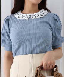 ランダムテレコ衿付きトップス