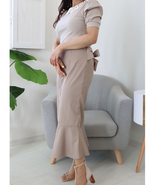 CECIL McBEE（セシルマクビー）の「ランダムテレコ衿付きトップス（ニット/セーター・レディース・ラベンダー/ブルー/ブラック/ベージュ/オフホワイト・MEDIUM）」の10枚目の写真