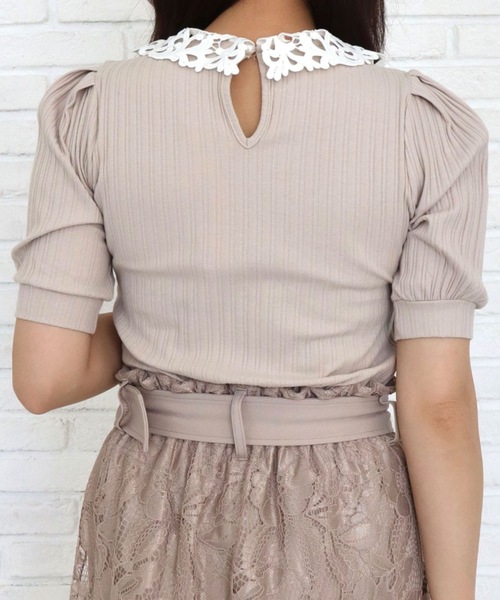 CECIL McBEE（セシルマクビー）の「ランダムテレコ衿付きトップス（ニット/セーター・レディース・ラベンダー/ブルー/ブラック/ベージュ/オフホワイト・MEDIUM）」の12枚目の写真