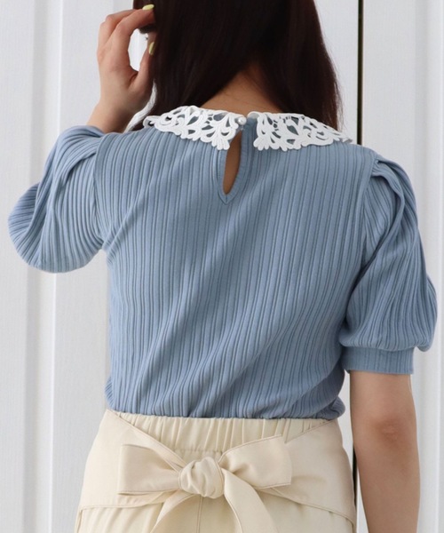 CECIL McBEE（セシルマクビー）の「ランダムテレコ衿付きトップス（ニット/セーター・レディース・ラベンダー/ブルー/ブラック/ベージュ/オフホワイト・MEDIUM）」の13枚目の写真