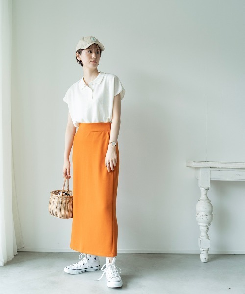 cy_an（シアン）の「バックスリットタイトスカート black/apricot/olive（スカート・レディース・ブラック/オリーブ/オレンジ・FREE）」の3枚目の写真