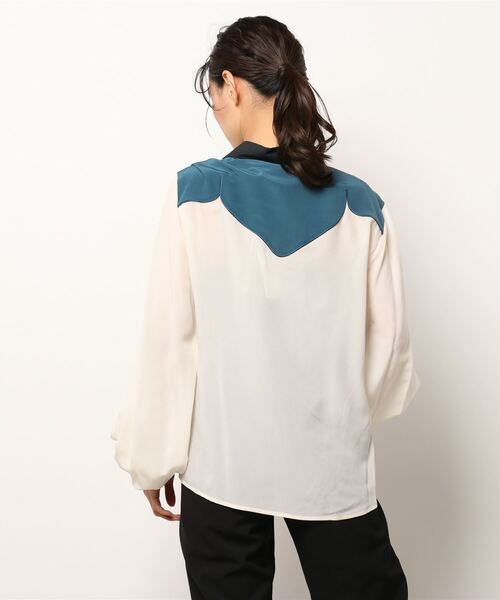 GOLDEN GOOSE（ゴールデングース）の「GOLDEN GOOSE Blouse in western mood（シャツ/ブラウス・レディース・ホワイト×ブルー・SMALL/X-SMALL/XX-SMALL）」の8枚目の写真