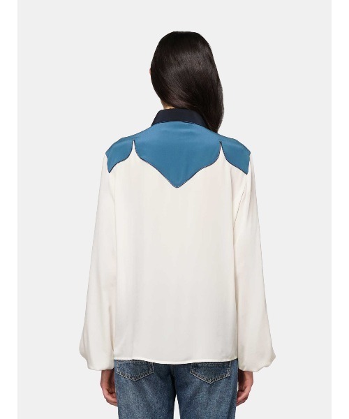 GOLDEN GOOSE（ゴールデングース）の「GOLDEN GOOSE Blouse in western mood（シャツ/ブラウス・レディース・ホワイト×ブルー・SMALL/X-SMALL/XX-SMALL）」の3枚目の写真