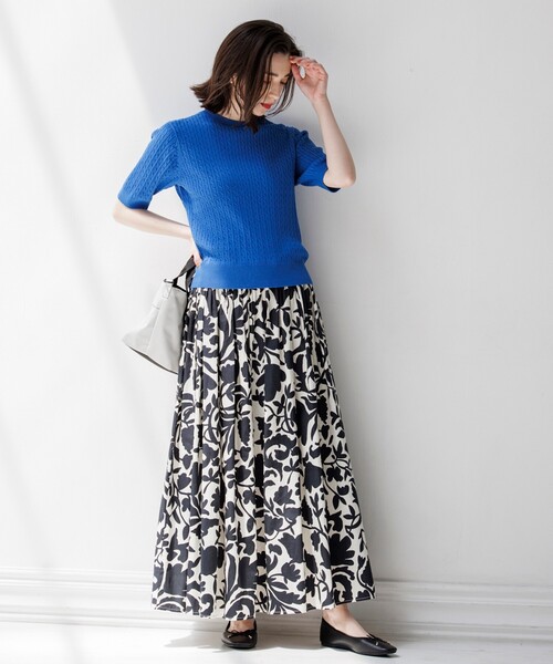 OPAQUE.CLIP（オペークドットクリップ）の「◆【C】ステンシルフラワー ボリュームフレアスカート（スカート・レディース・ブラック系/ダークブラウン系/パープル系2・38/36/40）」の2枚目の写真