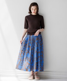 OPAQUE.CLIP | 【C】ステンシルフラワー ボリュームフレアスカート(スカート)