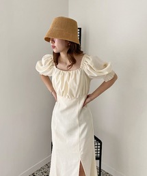 one after another NICE CLAUP | リネンスリットカラーロングワンピース(ワンピース)