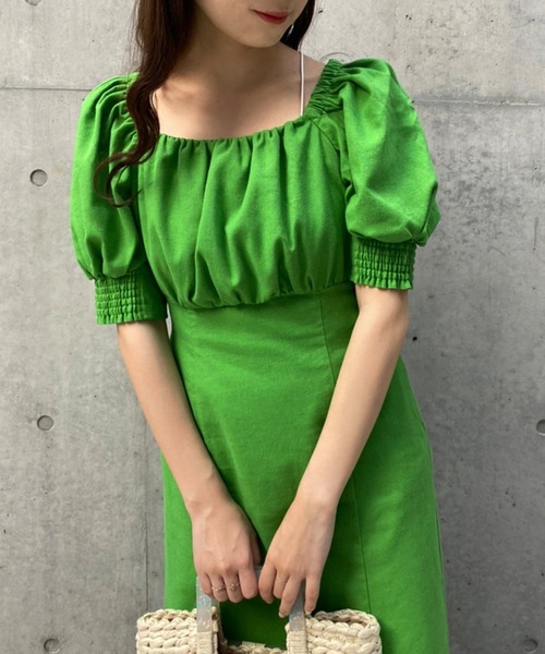 one after another NICE CLAUP(ワンアフターアナザーナイスクラップ)の「リネンスリットカラーロングワンピース(ワンピース・レディース・ブラック/イエロー/グリーン/アイボリー/ブラウン/ベージュ系その他・FREE)」の16枚目の写真