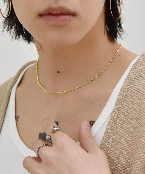 LHME(エルエイチエムイー)の「LHME カットボールチェーンネックレス/サージカルステンレス316L(金属アレルギー対応)(ネックレス・レディース・シルバー/ゴールド・40cm)」の9枚目の写真