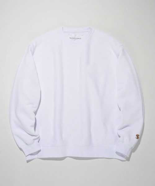 SUPERTHANKS(スーパーサンクス)の「ワンポイント オーバーサイズヘビーウエイトクルーネックスウェット ビッグシルエットトレーナー(ユニセックス)HEAVY WEIGHT CREWNECK BIC SWEAT(スウェット・メンズ・ホワイト/アッシュグレー/グリーン/レッド/グレイッシュベージュ/ブラック・S/M/L)」の2枚目の写真