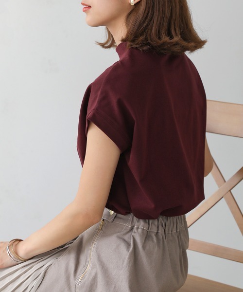 Bou Jeloud(ブージュルード)の「モックネックトップス(Tシャツ/カットソー・レディース・ネイビー/グリーン/ボルドー/キャメル・FREE)」の7枚目の写真