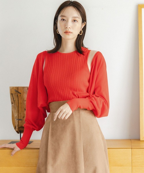 Andemiu(アンデミュウ)の「ボレロニットアンサンブル352488(ニット/セーター・レディース・ブラック/パープル/レッド・FREE)」の10枚目の写真