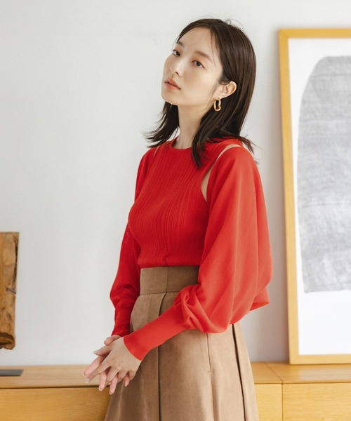 Andemiu(アンデミュウ)の「ボレロニットアンサンブル352488(ニット/セーター・レディース・ブラック/パープル/レッド・FREE)」の4枚目の写真