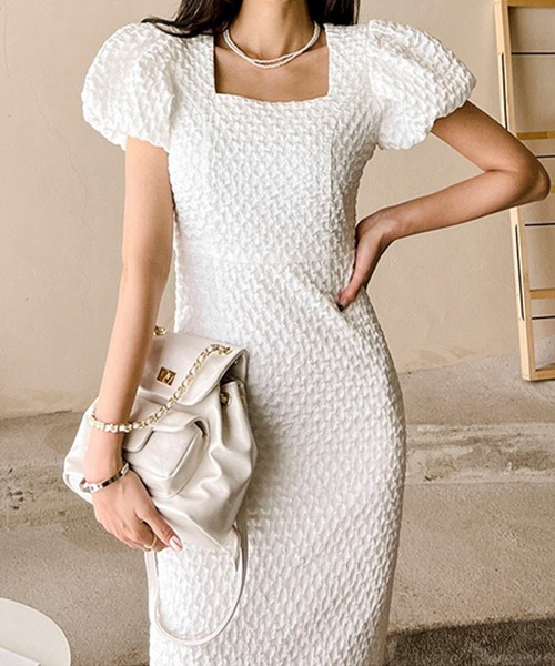 セール パフスリーブタイトロングワンピース ワンピース Laffmo ラフモ のファッション通販 Zozotown