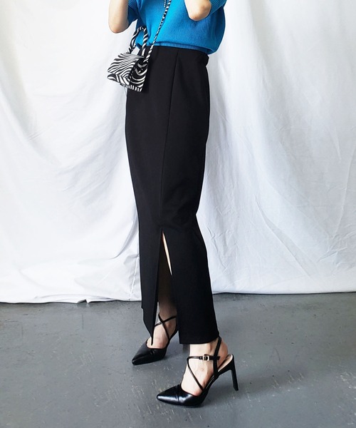 me+em select(ミームセレクト)の「※【 セットアップ対応 /7色展開 】フロントスリットカラーロングスカート(スカート・レディース・ブラック/パープル/ピンク/グリーン/マスタード/グレイッシュベージュ/テラコッタ・MEDIUM)」の13枚目の写真