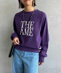 【Gina 2022-23Winter掲載】[Americana×JEANS FACTORY/アメリカーナ×ジーンズファクトリー] 別注 THE AME ロゴプリントクルーネックスウェット