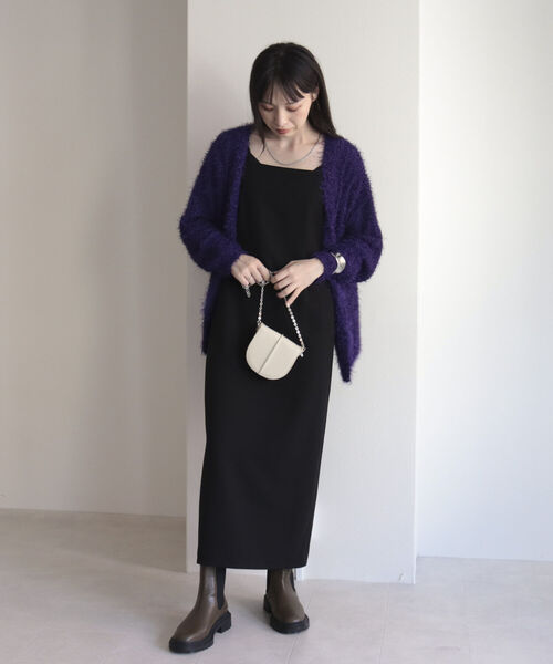 fredy emue(フレディエミュ)の「ポリフェザーカーディガン(カーディガン/ボレロ・レディース・ブラック/パープル/アイボリー/キャメル・38)」の22枚目の写真
