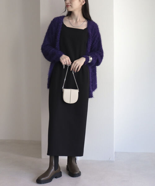 fredy emue(フレディエミュ)の「ポリフェザーカーディガン(カーディガン/ボレロ・レディース・ブラック/パープル/アイボリー/キャメル・38)」の11枚目の写真