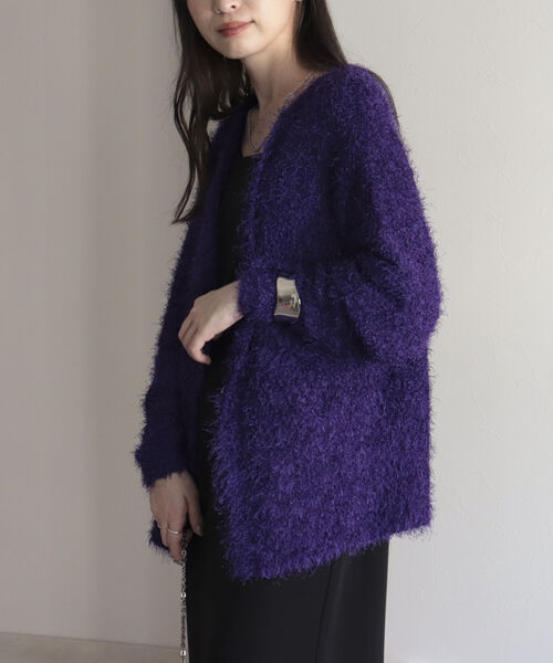 fredy emue(フレディエミュ)の「ポリフェザーカーディガン(カーディガン/ボレロ・レディース・ブラック/パープル/アイボリー/キャメル・38)」の19枚目の写真